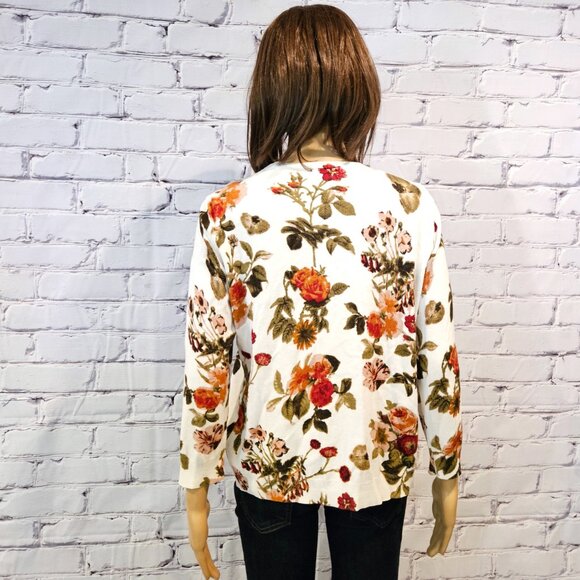 PREMISE, White cardigan with beautiful Fall florals - Picture 8 of 10